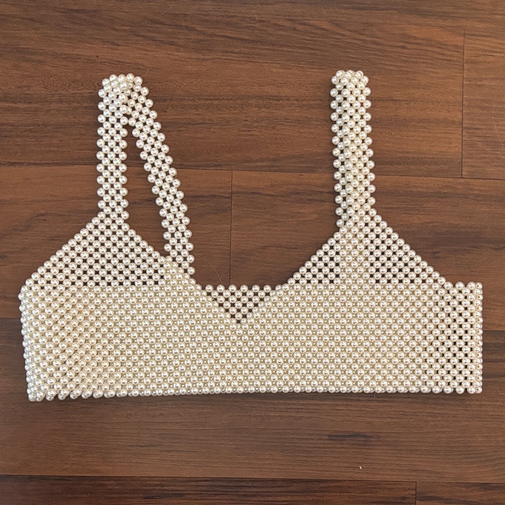 Pearl Beaded Crop Top